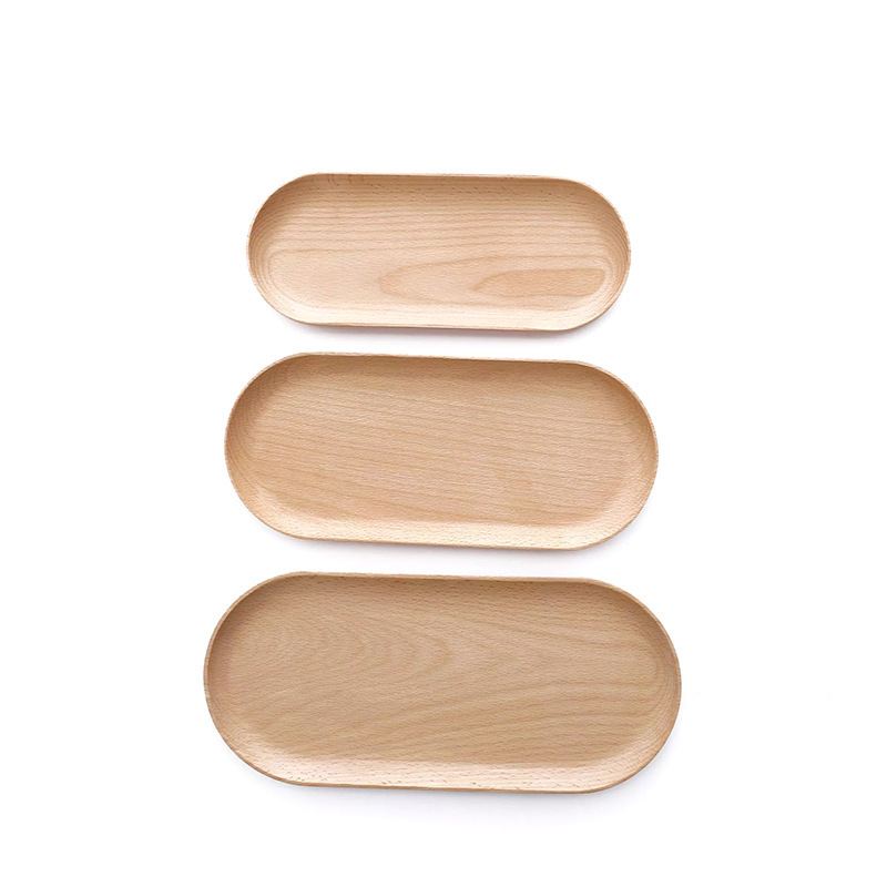 Plato de madera maciza de beech, bandeja de fruta de madera, bandeja circular de fruta seca japonesa, almacenamiento de restaurante