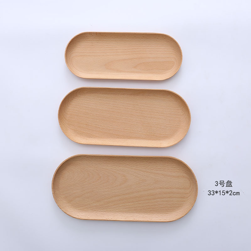 Plato de madera maciza de beech, bandeja de fruta de madera, bandeja circular de fruta seca japonesa, almacenamiento de restaurante