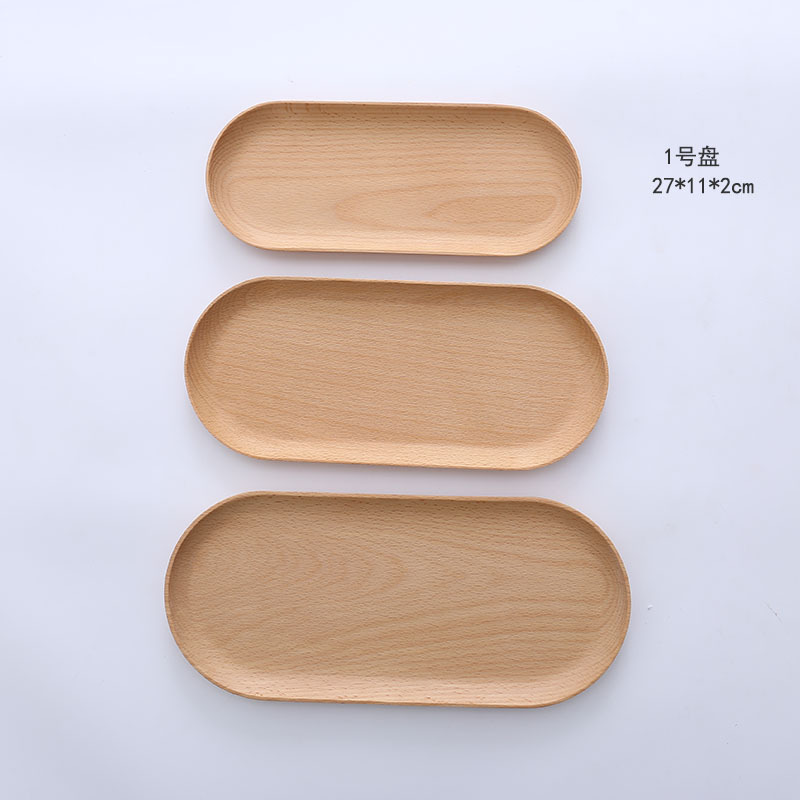 Plato de madera maciza de beech, bandeja de fruta de madera, bandeja circular de fruta seca japonesa, almacenamiento de restaurante