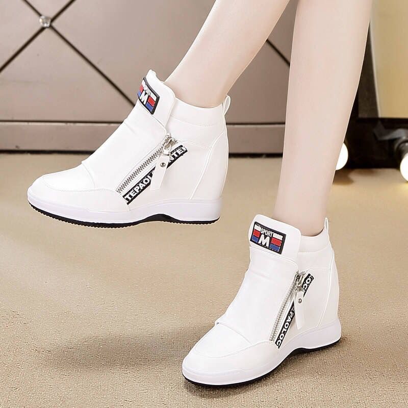 Inner Height Increasing Women's Shoes 2025 Spring and Summer White Shoes Sports Shoes Women's Korean Style Versatile Casual Shoes Wedge Shoes