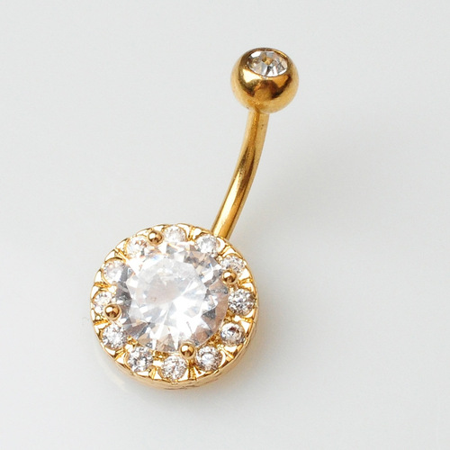 Cross-border piercing jewelry European and American fashionable zircon navel ring round navel nail navel button