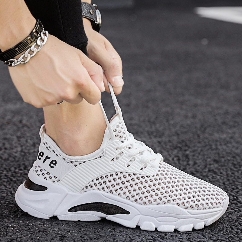 Summer breathable thin men's shoes net shoes trendy sports leisure all-match men's deodorant mesh lightweight running shoes