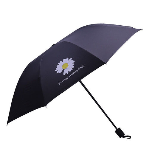 Umbrella wholesale manual small daisy umbrella cartoon sunny or rainy three-fold vinyl fully automatic folding sun umbrella sun protection