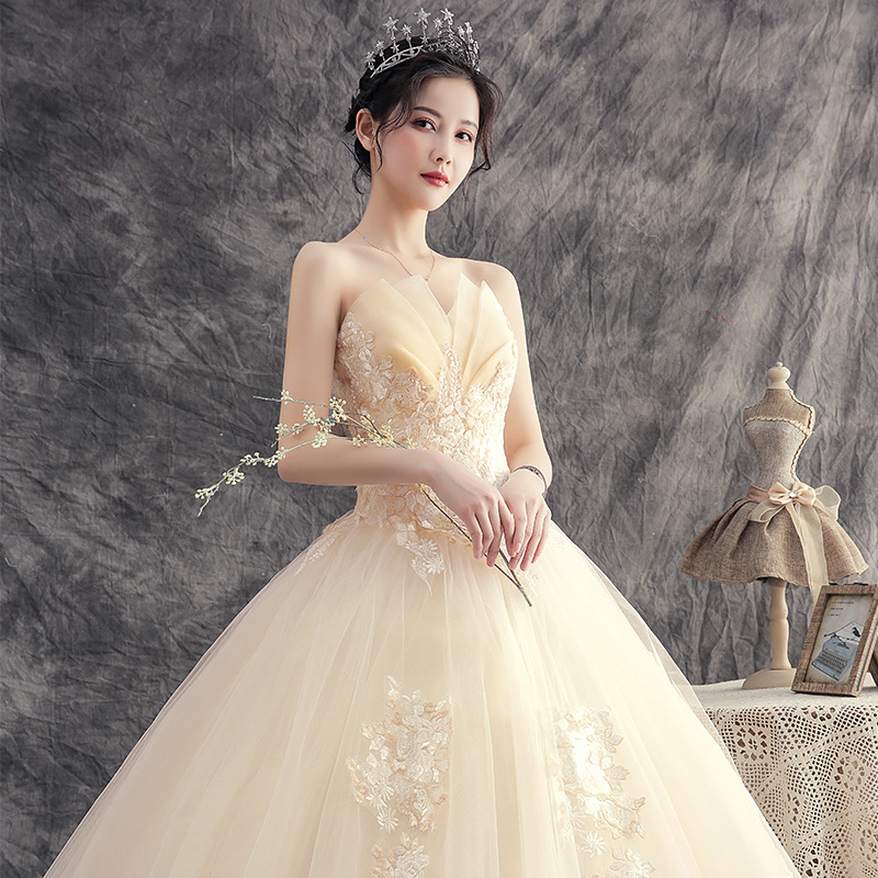 Nuevo vestido de novia estilo bosque color champán talla grande 2026 para novias pequeñas, vestido de novia de ensueño para fotografía de viajes.