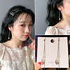 Retro ear clips from pearl, long earrings with tassels, no pierced ears, European style, wholesale