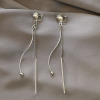 Retro ear clips from pearl, long earrings with tassels, no pierced ears, European style, wholesale