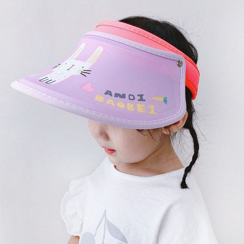 Children's summer sun protection and UV protection empty top peaked cap adjustable cartoon male and female primary school sun hat