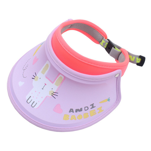 Children's summer sun protection and UV protection empty top peaked cap adjustable cartoon male and female primary school sun hat