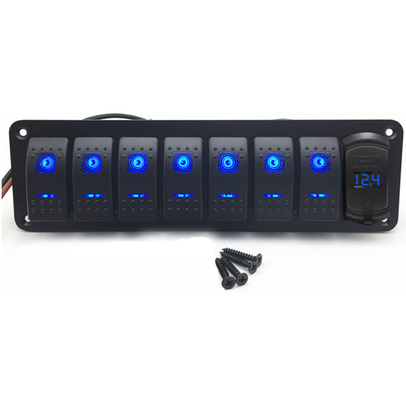 游艇改装开关12-24V快充指示灯面板汽车游艇房车改装面板