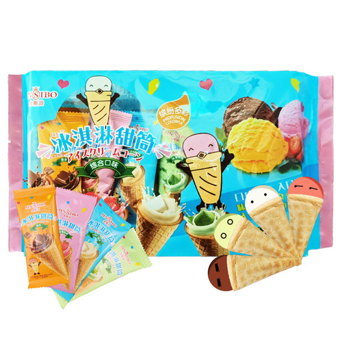 Domestic Kingsport Ice Cream Cone Strawberry Ice Cream Matcha Chocolate 4 Flavors 24 Packs in a Box 1 Year Warranty