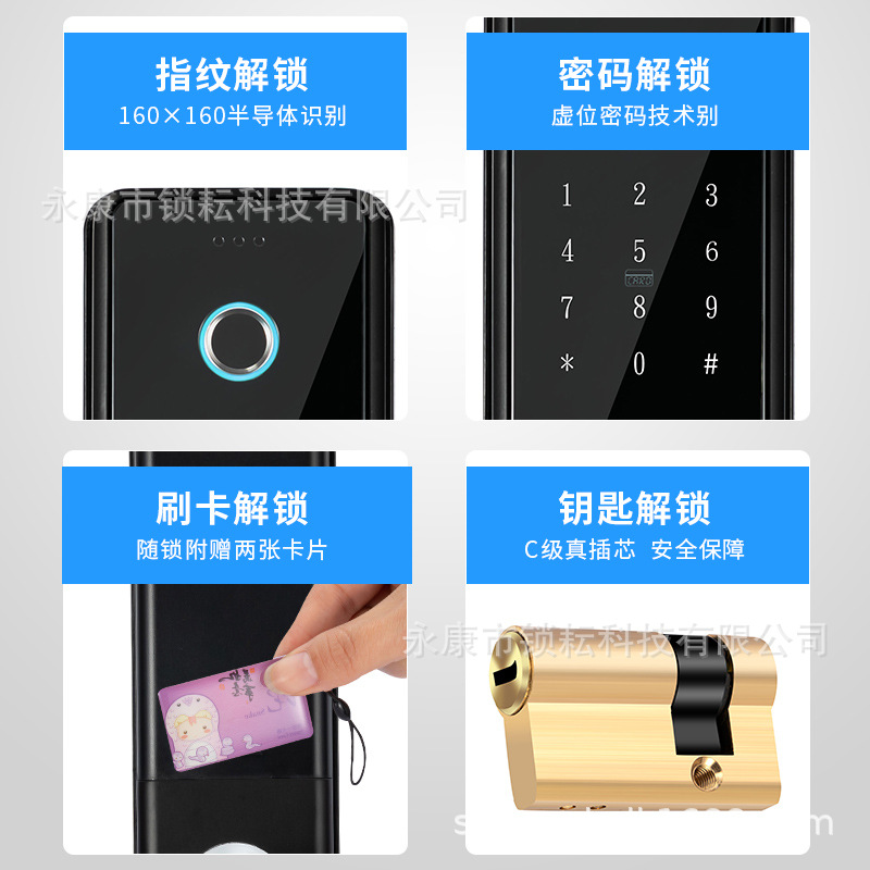 Cerradura dura de la huella dactilar cerradura de fábrica al por mayor antirrobo puerta cerradura inteligente cerradura de la contraseña Apartamento alquiler casa tarjeta de crédito cerradura electrónica
