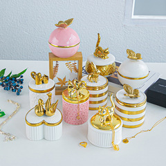 Nordic ceramic ornaments ins jewelry box ceramic storage tank creative girl's heart desktop gift decoration ornament 