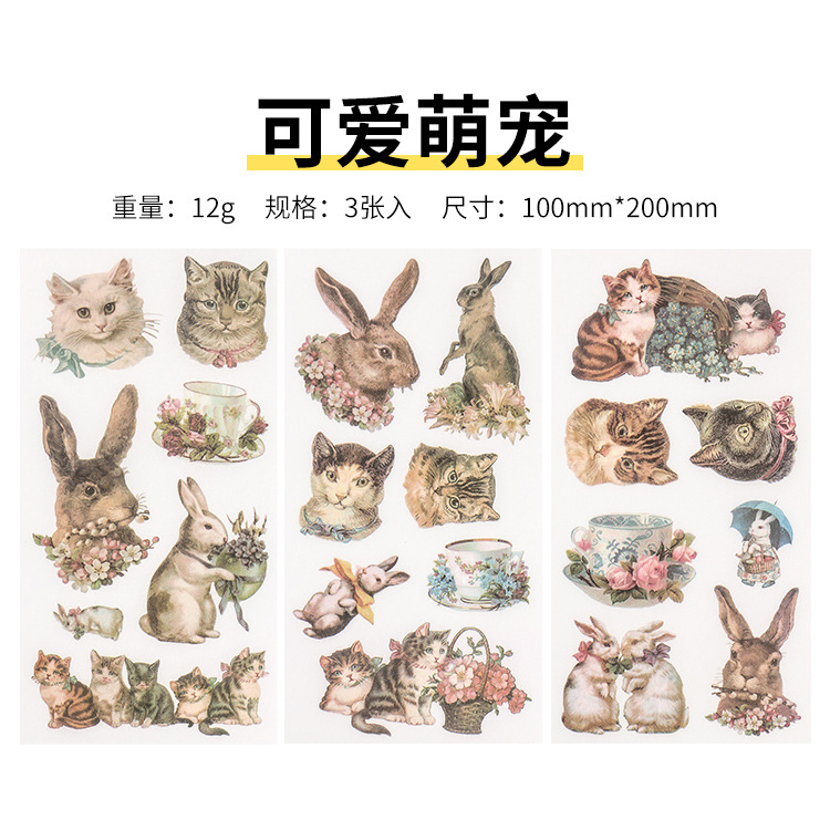 Original casero ins fresco pegatinas planas colección diaria DIY mano cuenta y papel etiqueta material 3 piezas