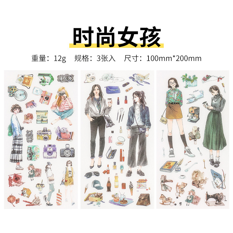 Original casero ins fresco pegatinas planas colección diaria DIY mano cuenta y papel etiqueta material 3 piezas