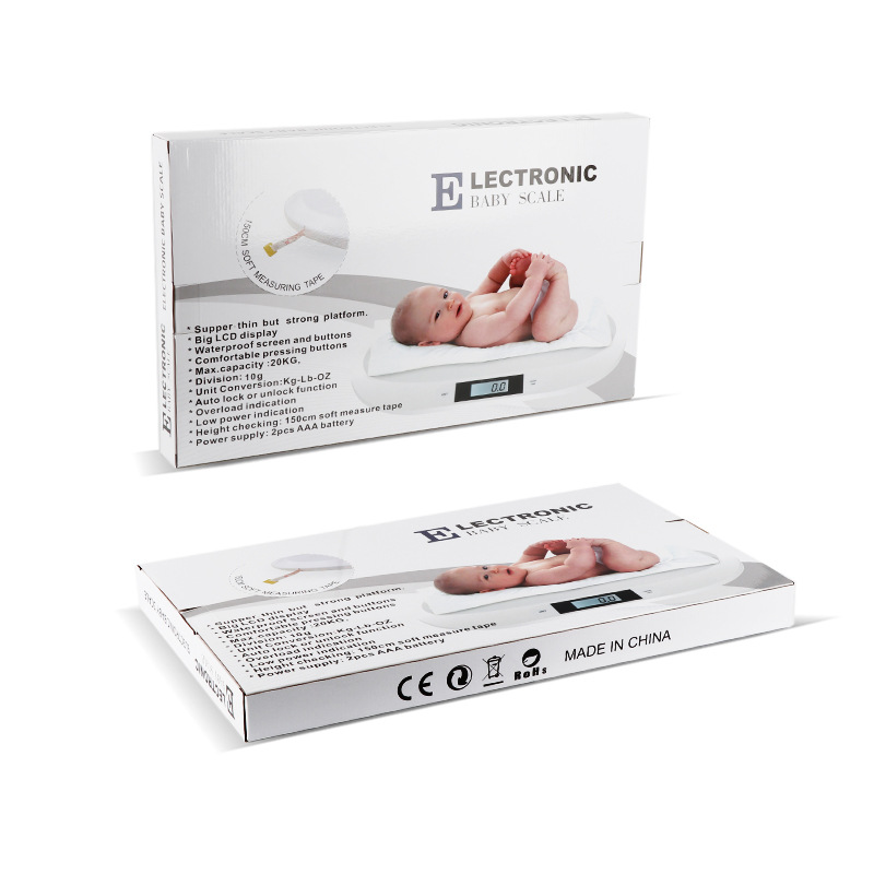 El Comercio exterior nuevo recién nacido peso balanza electrónica con cinta 20kg mini bebé escala paquete escala altura instrumento de medición