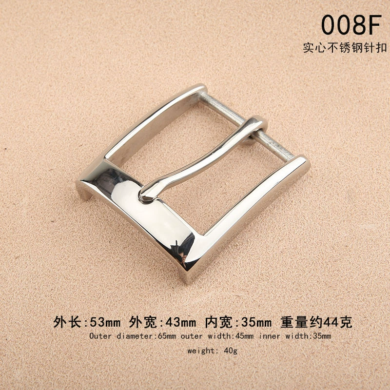 Belt Buckle, Stainless Steel 3.5 cm, Polished Pin Buckle for 3.3–3.4 cm Belts