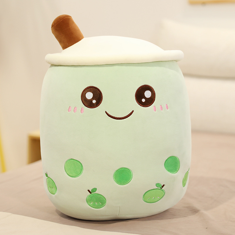 Creativo fruta leche té dibujos animados almohada divertido juguete de peluche dormir perla leche taza de té muñeca regalo de la muñeca