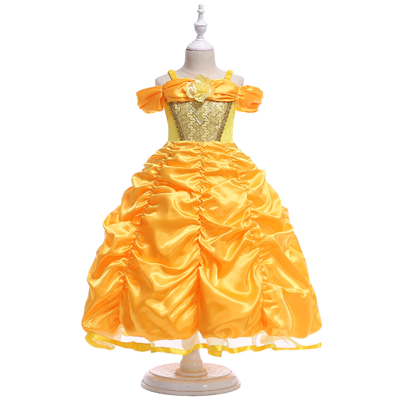 Comercio exterior nueva Europa y América niñas cos rendimiento ropa belleza y bestia Bell princesa vestido Cosplay