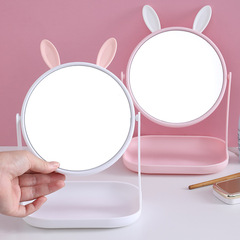 Desktop Cat Ears Vanity Mirror High Definition Desk Rotating Makeup Mirror Dorm Cartoon Fashion Beauty Cosmetics Princess Mirror