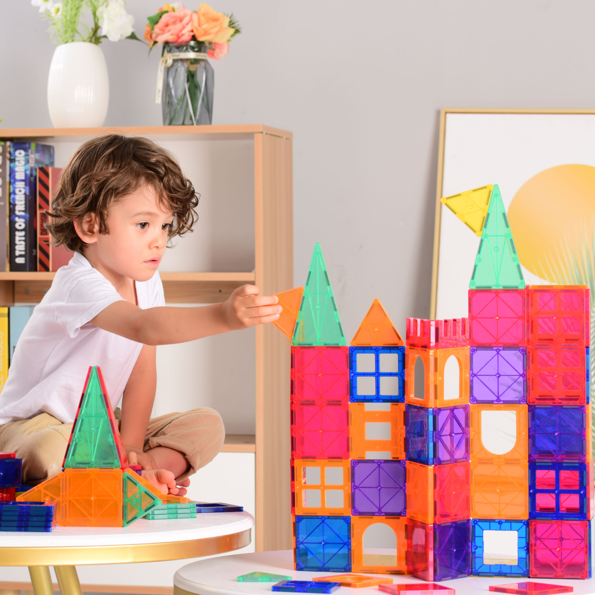 Bloques de construcción magnéticos coloridos transfronterizos, bloques de construcción magnéticos educativos para niños, bloques de construcción con atracción magnética, juguetes para el desarrollo de la inteligencia.