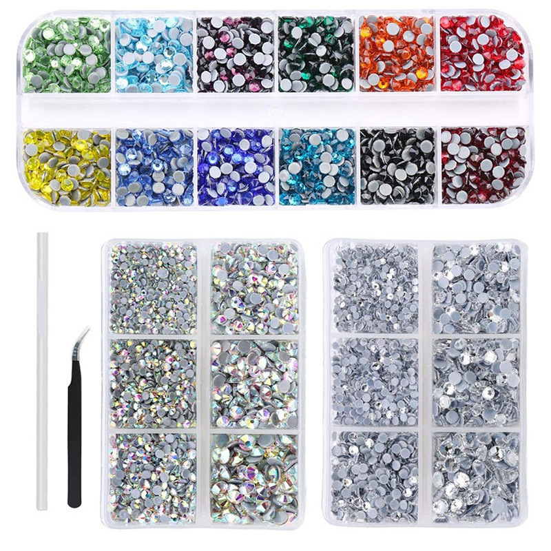Factory wholesale 12 grid glass imitation Austrian hot drill boxed tweezers drill pen set DIY rhinestone clothing accessories