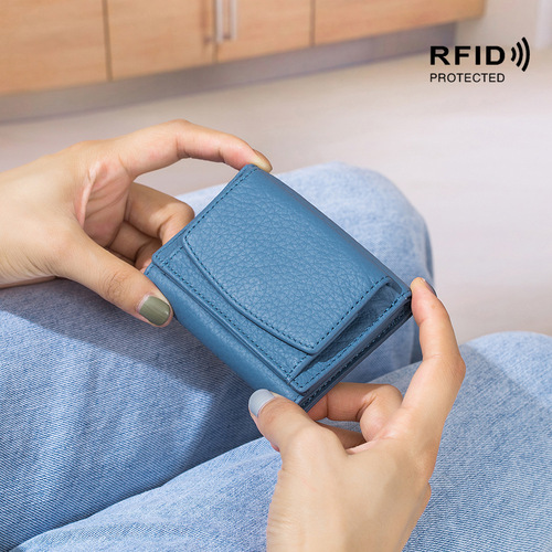 Small wallet for women genuine leather Japanese style cloth rfid coin bag wallet foreign trade women's mini wallet short purse