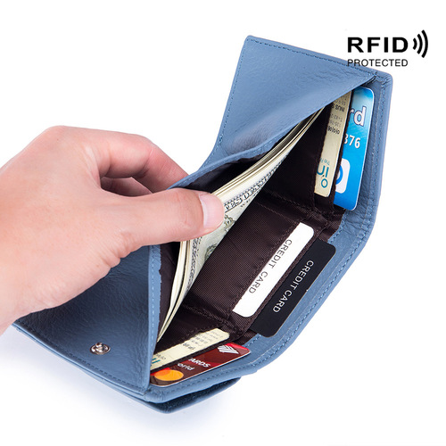 Small wallet for women genuine leather Japanese style cloth rfid coin bag wallet foreign trade women's mini wallet short purse