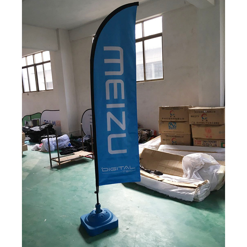 FUENTE Bandera de cuchillo de fábrica bandera colorida HD Bandera de plumas al aire libre asta de bandera cuadrada base publicidad gota de agua Impresión de bandera de playa