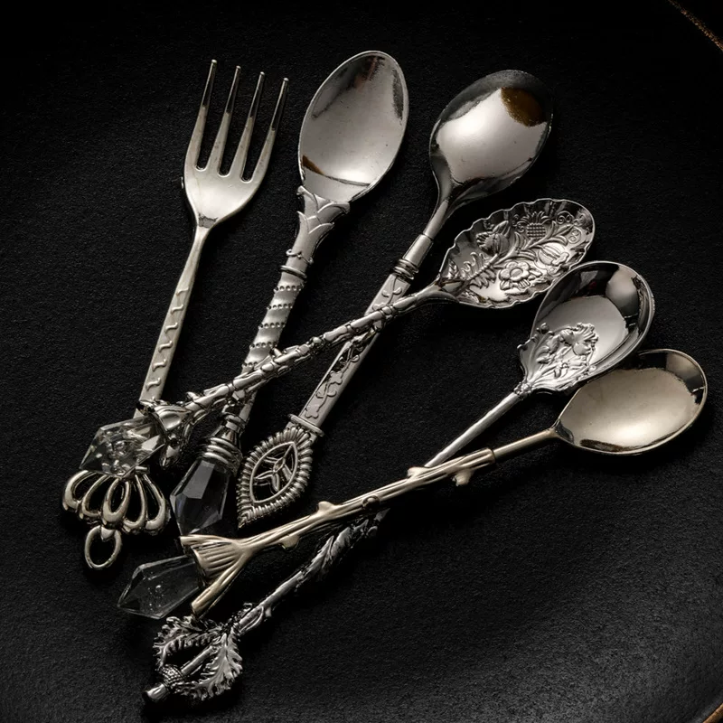 Редиз Tableware Set, цинковый сплав, европейские кофейные и десертные вилки и ложки — 6 предметов