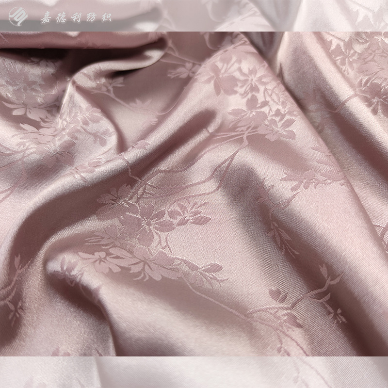 Large Quantities of Ready-Made Polyester Satin Jacquard Fabrics with Chinese Style Patterns, New Chinese-Style Dark-Pattern Plum Blossom Lining Fabric for Shirts and Hanfu