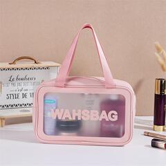跨境新款韓版旅行化妝包透明大容量防水磨砂手提洗漱收納袋收納包