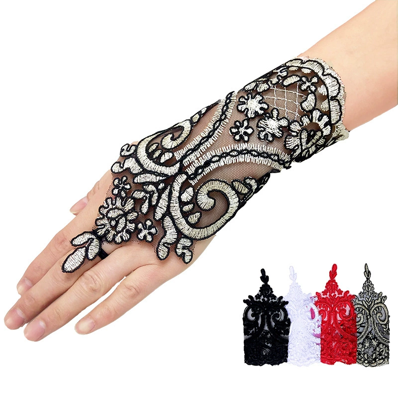 Свадебное платье Свадебные перчатки европейские и американские Свадебные крючок Короткие Кружева вышитые кружева золото черный одежда ручной рукав S059
