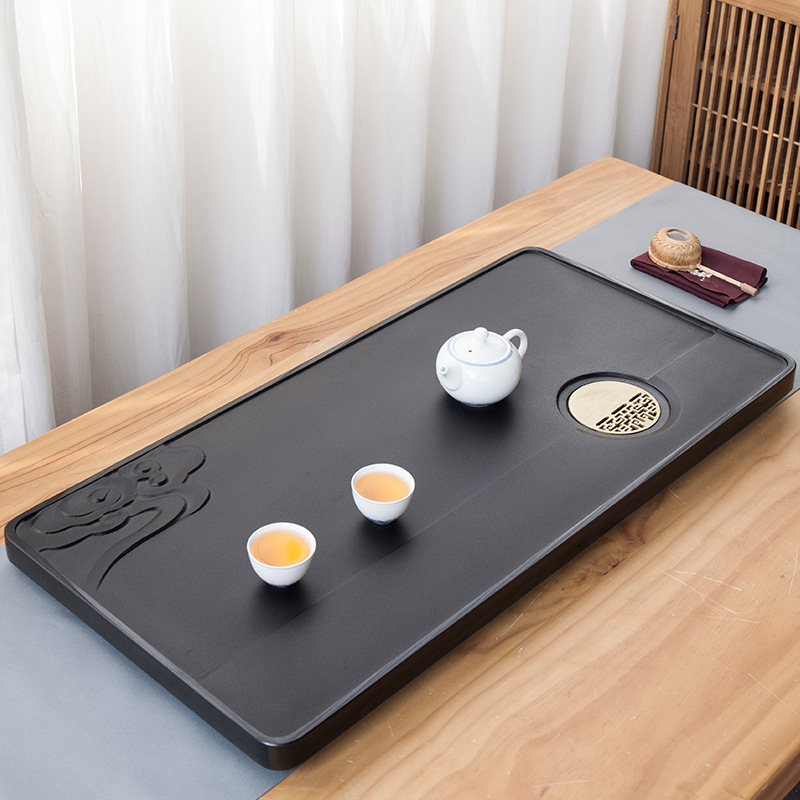 厂家批发整块乌金石茶盘 石材茶台茶具 客厅家用小茶台石头茶盘