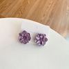 Purple cute fresh retro earrings, flowered, french style