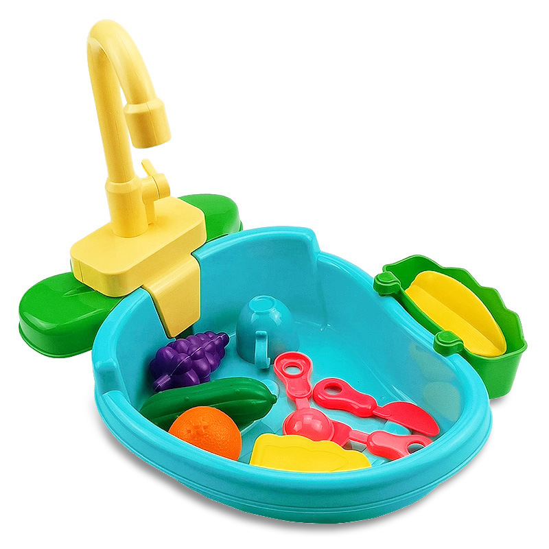 Regalo DE LOS NIÑOS simulación eléctrica fregadero agua automática lavado y corte fruta play House cocina lavavajillas juguete