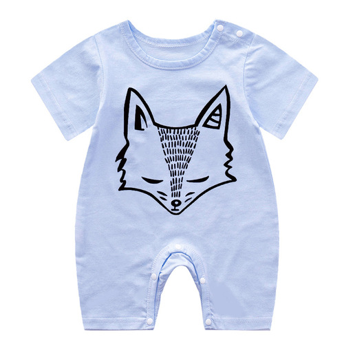 Cross-border baby jumpsuit summer cotton bag fart clothes for men and women baby clothes cartoon rabbit print short-sleeved climbing clothes