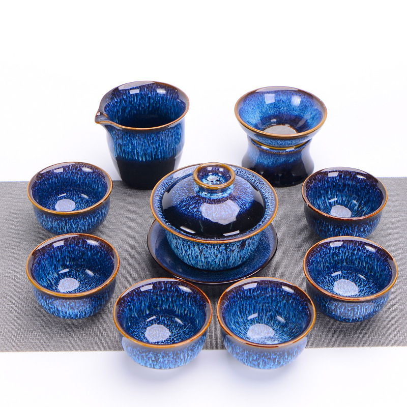 Tianmu jianzhan horno juego de té juego de Casa conjunto Jun horno cepillado Kung Fu juego de té simple tetera taza de té regalo
