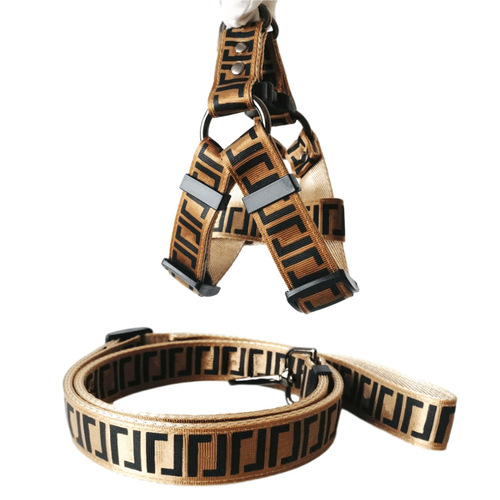 Amazon Cross-border Same Product Double Letter Pet Chest Harness Dog Leash Pet Accessory Wholesale