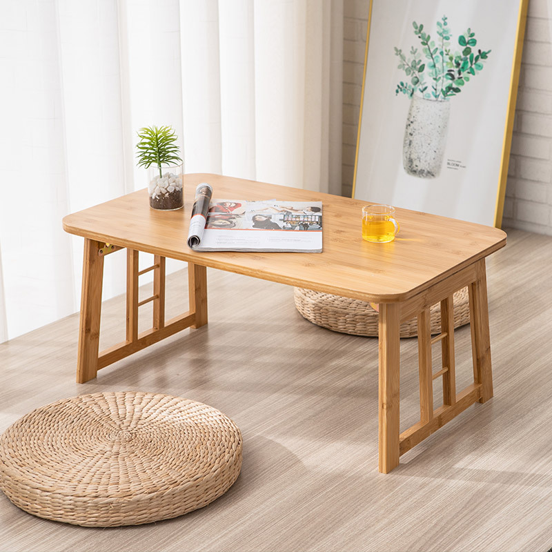 Hogar simple mesa de té madera maciza tatami japonés Bay ventana mesa rectangular plegable balcón mesa de té