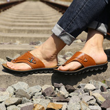 Сандалии, комфортная кожаная летняя пляжная обувь для отдыха, сланцы, 2023