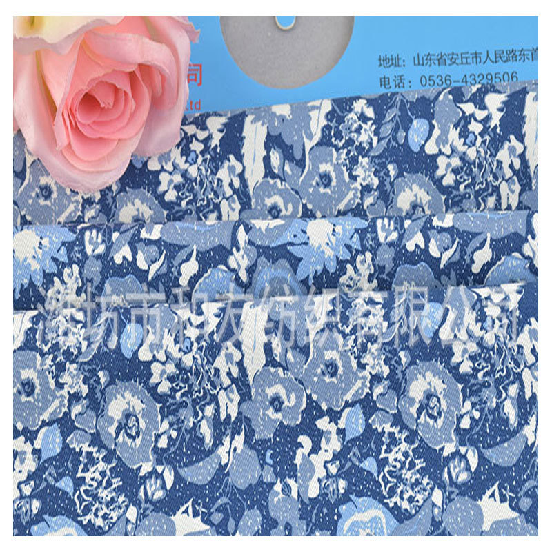 梭织 20*16+70D 棉弹力纱卡印花 连衣裙用布 印花布 时装女裙套装