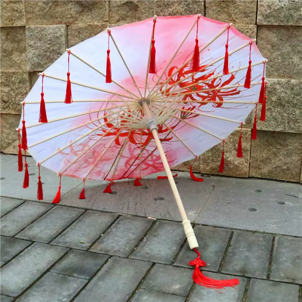 Tassel Umbrella Craft Umbrella Oil Paper Umbrella Silk Cloth Umbrella Cso Dance Photography Props Fairy Fluttering Ceiling Retro