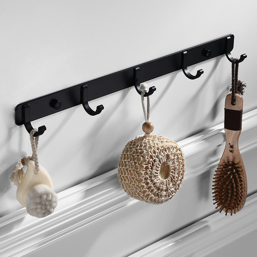 European black space aluminum hotel clothes hook hook row hook, clothes hook, coat hook, door back hook 3 to 5 hooks