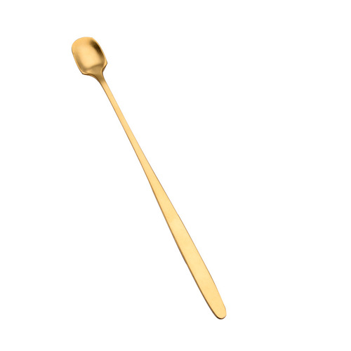 Stainless steel coffee spoon, golden small spoon, long handle mixing spoon, Internet celebrity mug, honey dessert spoon, ice spoon wholesale