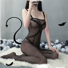 Nighttime European and American-style sexy lingerie, open-crotch mesh stockings, sexy jacquard one-piece socks, uniform-style extremely alluring women's pajamas 8853