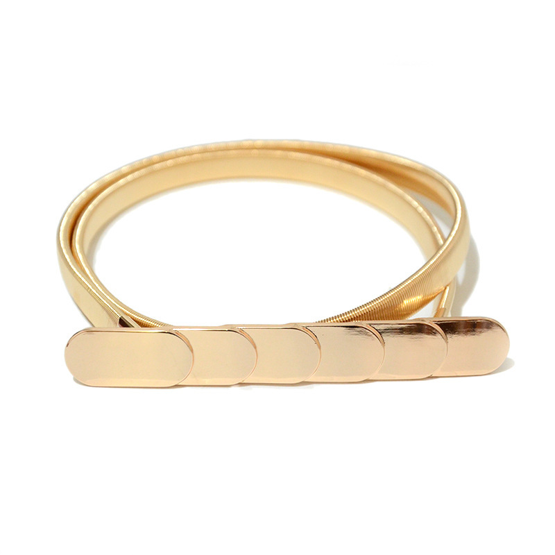 Transfronterizo de las mujeres de metal primavera cadena de la cintura de la hoja de loto decorativo hebilla de metal doble redondo cadena elástica delgada