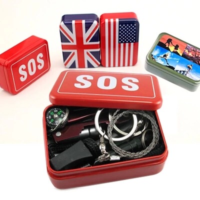 Best Selling Outdoor Travel Car First Aid Survival Kit First Aid Box Set Survival Box SOS Outdoor Emergency Survival Tool