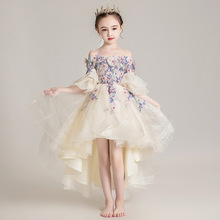 女童礼服一字肩2024新款公主裙蓬蓬纱儿童钢琴演出服主持人夏季女