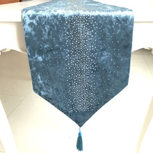 现代轻奢烫玻璃钻餐桌旗 奢华北欧满天星ins餐桌中式样板房床巾旗