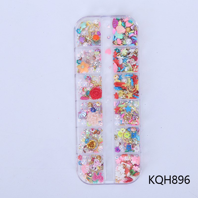 Joyería de uñas conjunto completo arco especial en forma de diamante mezclado perla mágica melocotón corazón lentejuelas uñas joyería de uñas